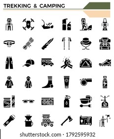 Trekking and camping icon set for teveling website, presentation, book.