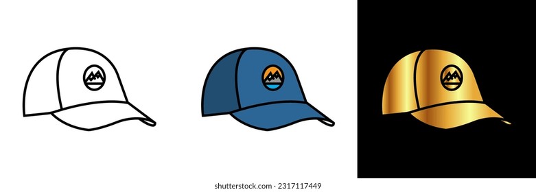 Trekking Cap Icon, eine Ikone, die eine Trekking-Mütze darstellt, symbolisiert Outdoor-Abenteuer, Wandern und Sonnenschutz bei Trekking-Expeditionen.