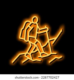 trekking extreme sport neon light sign vector. trekking extreme sport illustration