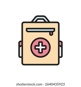 Trekking First Aid Kit Icon Vector Illustration