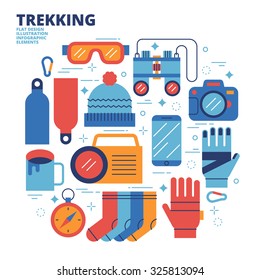 Trekking, Flat Design, Illustration