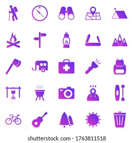 Trekking gradient icons on white background, stock vector