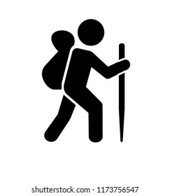 trekking or hiking logo vector in black isolated