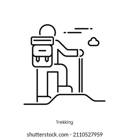 trekking icon. Outline style icon design isolated on white background