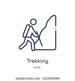 trekking icon from sports outline collection. Thin line trekking icon isolated on white background.