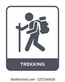 trekking icon vector on white background, trekking trendy filled icons from Free time collection, trekking simple element illustration