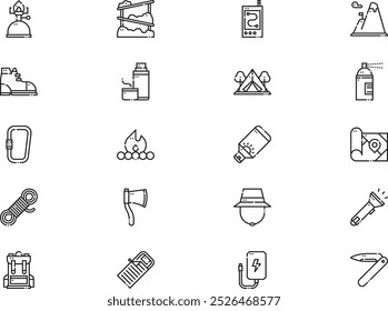 Trekking Icons Collection ist eine Vektorgrafik mit editierbarem Strich.