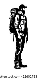 Trekking Man en vector aislado en blanco