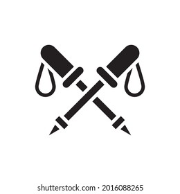 Trekking pole vector solid icons style illustration. EPS 10 file