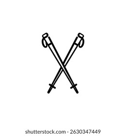 Trekking Poles Line Style Icon Design