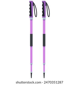 Trekking poles vector cartoon illustration isolated on a white background.