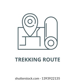 Trekking route vector line icon, linear concept, outline sign, symbol