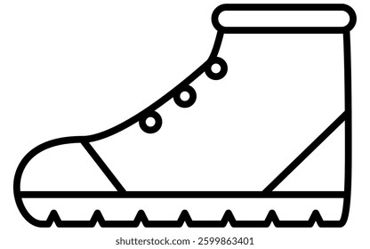 Trekking shoes, Simple black and white line drawing icon of clothing, Vector Illustration