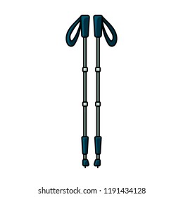 Trekking sticks flat icon