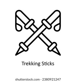 Trekking sticks   vector  outline Design illustration. Symbol on White background EPS 10 File 