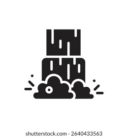 Trekking Waterfall Filled Icon Vector Illustration