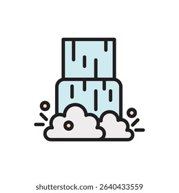 Trekking Waterfall Icon Vector Illustration