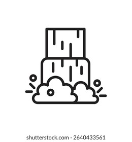 Trekking Waterfall Outline Icon Vector Illustration