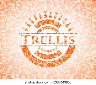 Trellis abstract orange mosaic emblem with background