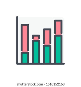 Trellis bar graphs color line icon. Finance chart vector outline colorful sign.