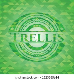 Trellis green emblem with triangle mosaic background. Vector Illustration. Detailed.