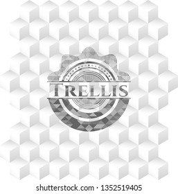 Trellis grey emblem with cube white background