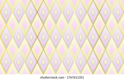 Trellis rhombus forme un motif géométrique harmonieux. L'ornement en mosaïque or tendance.  Mosaïque d'impression de tissu rhombus motif harmonieux. Motif d'arrière-plan motif rétro.