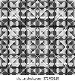 Trellis. Seamless tiled background of black and white square geometric grid. Oriental traditional Japanese style pattern. Vector illustration.