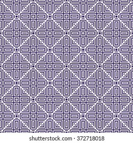 Trellis. Seamless tiled background of blue and white square geometric grid. Oriental traditional Japanese style pattern. Vector illustration.