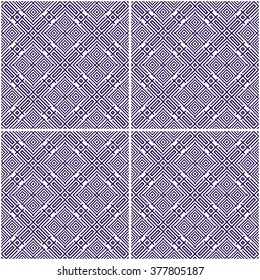 Trellis. Seamless tiled background of blue and white square geometric grid. Oriental traditional Japanese style pattern. Vector illustration.