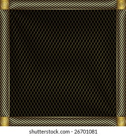 Trellised silvery and golden  frame (vector)