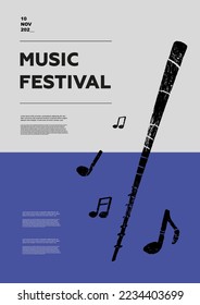 Trembita. Music festival poster. Wind musical instruments. Competition.  A set of vector illustrations. Minimalistic design. Banner, flyer, cover, print.