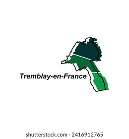 Tremblay en France City City City France Karte, Vektorgrafik, Vektorgrafik-Vorlage mit Skizze-Stil einzeln auf weißem Hintergrund