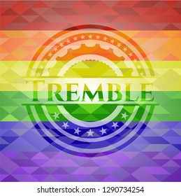 Tremble emblem on mosaic background with the colors of the LGBT flag