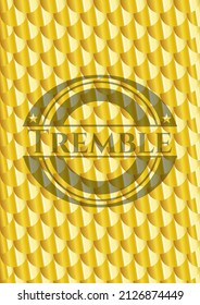 Tremble gold shiny badge. Scales pattern. Vector Illustration. Detailed. 