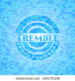 Tremble sky blue emblem with triangle mosaic background