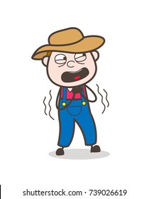 Trembling Cartoon Cowboy Face Vector