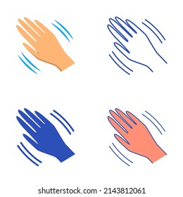 Trembling Icon Set In Flat And Line Style. Hand With Tremor. Stress Symbol. Vector Illustration.