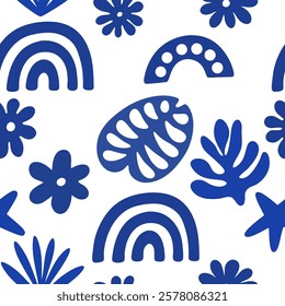Tremdy pattern  background with abstract floral and leaf patterns