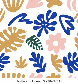 Tremdy pattern  background with abstract floral and leaf patterns