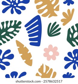 Tremdy pattern  background with abstract floral and leaf patterns