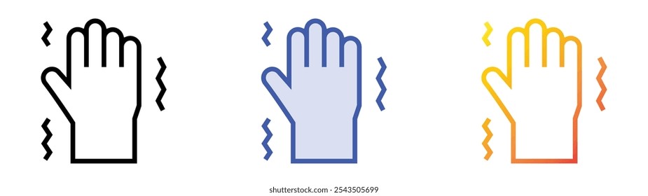 icono de temblor. Lineal, relleno azul y diseño de estilo degradado aislado sobre fondo blanco