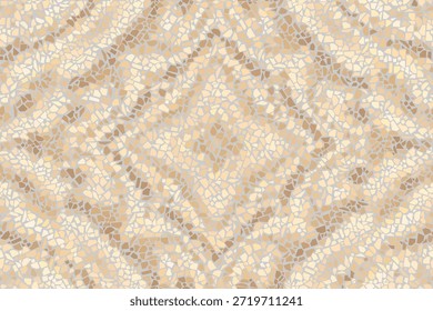 Trencadis Wandstruktur. Beige abstrakte Mosaik nahtlose Muster. Vektorhintergrund. Endlose Textur. Keramikfliesenfragmente.
