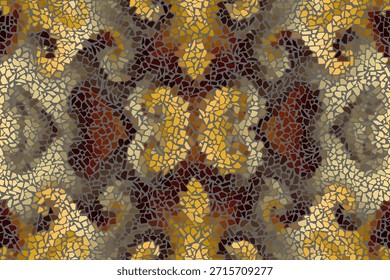 Textura de la pared de Trencadis. Brillante mosaico abstracto sin patrón. Vector de fondo. Textura sin fin. Fragmentos de baldosas cerámicas.