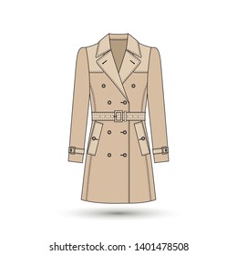 Trench coat icon  Fashion garment symbol  Technical drawing garment for design  logo  advertising banner 
