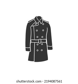 Trench Coat Icon Silhouette Illustration. Wear Vector Graphic Pictogram Symbol Clip Art. Doodle Sketch Black Sign.
