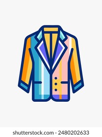 Trench Coat Icon Vector hand drawn Art. blazer, doctor coat logo.