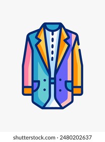 Trench Coat Icon Vector hand drawn Art. blazer, doctor coat logo.