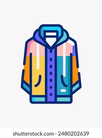 Trench Coat Icon Vector hand drawn Art. blazer, doctor coat logo.