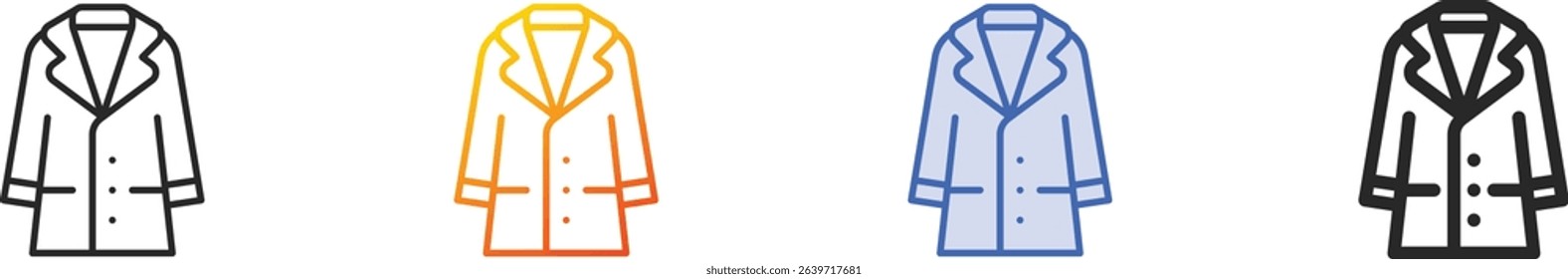 trench coat icon.Thin Linear, Gradient, Blue Stroke and bold Style Design Isolated On White Background